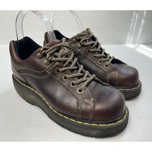 Dr. Martens 9861 Women’s Size 7 Brown Leather Oxford 90’s Chunky Y2k Platform - Picture 3 of 11